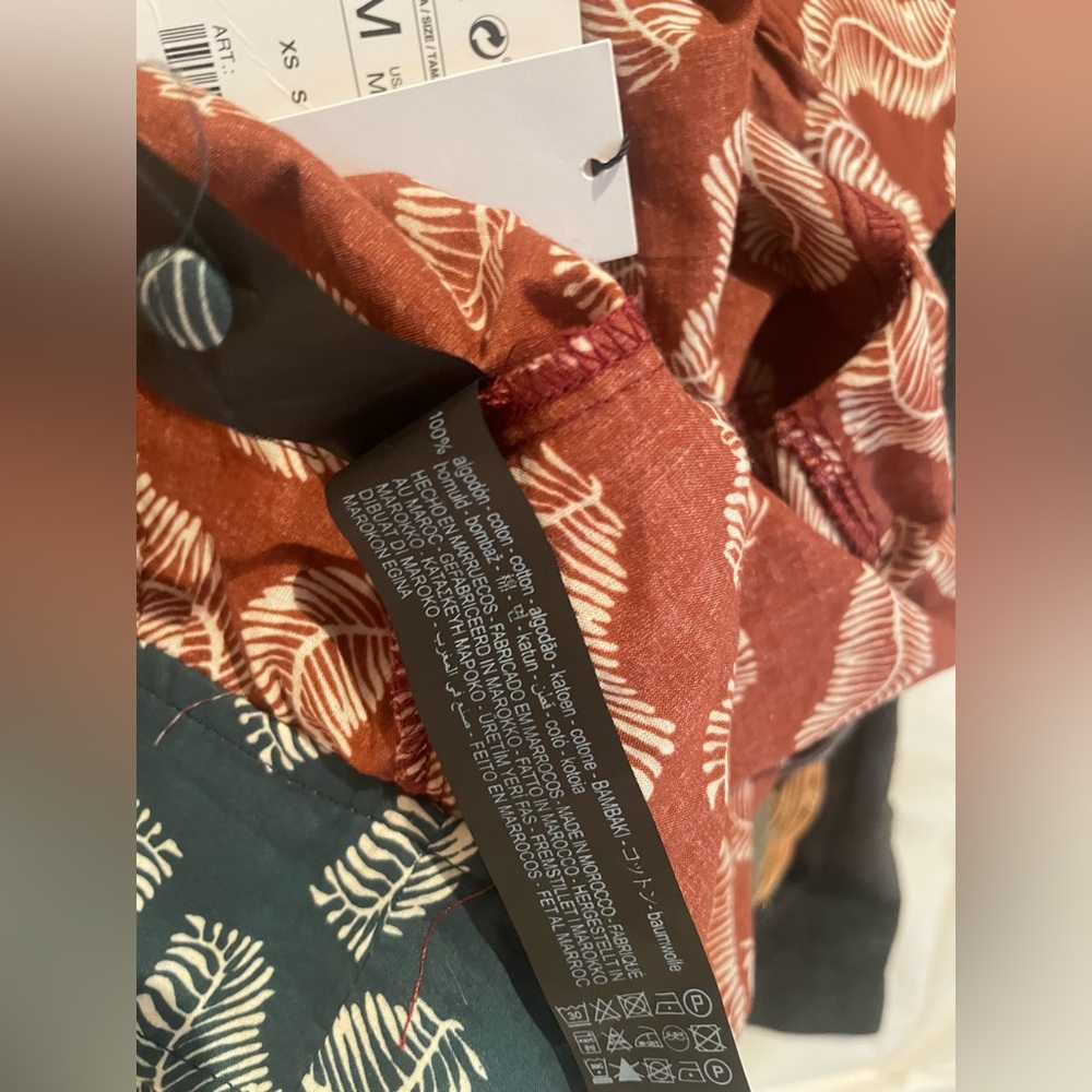 Zara Terracotta, Green & White Leaf Print Blouse - Picture 4 of 4